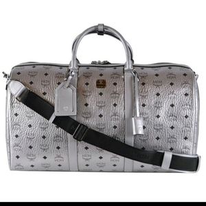 MCM Large Berlin Silver Travel Duffel Bag